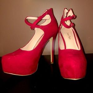 Red platform heels!